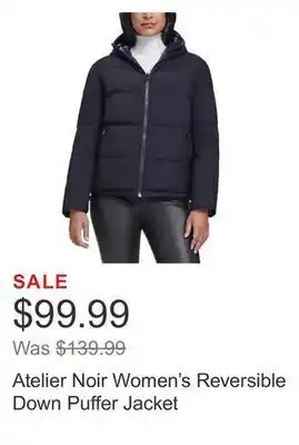 Costco Atelier noir women's reversible down puffer jacket offer