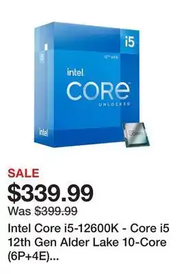 Newegg Intel core i5-12600k - core i5 12th gen alder lake 10-core (6p+4e) 3.7 ghz lga 1700 125w intel uhd graphics 770 desktop proce offer