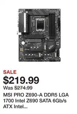 Newegg Msi pro z690-a ddr5 lga 1700 intel z690 sata 6gb/s atx intel motherboard offer