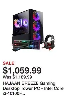 Newegg Hajaan breeze gaming desktop tower pc - intel core i3-10100f processor 3.6ghz, 16gb ddr4 ram, 512gb ssd, nvidia geforce gtx 2 offer