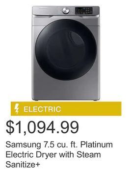 Costco Samsung 7.5 cu. ft. platinum electric dryer with steam sanitize+ offer