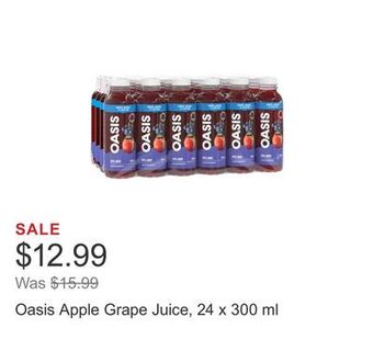 Costco Oasis apple grape juice, 24 x 300 ml offer