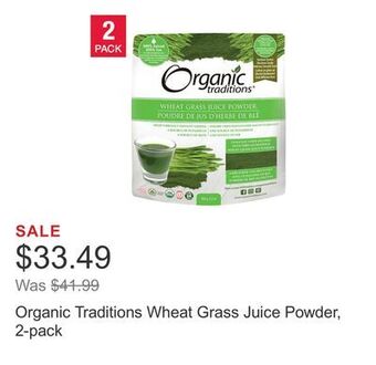 Costco Organic traditions wheat grass juice powder, 2-pack offer