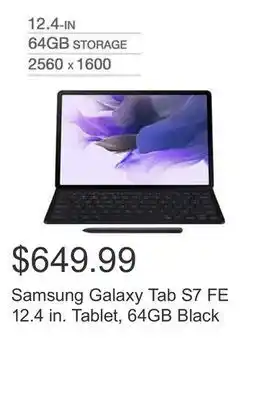 Costco Samsung galaxy tab s7 fe 12.4 in. tablet, 64gb black offer
