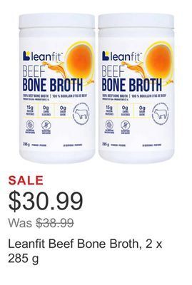 Costco Leanfit beef bone broth, 2 x 285 g offer