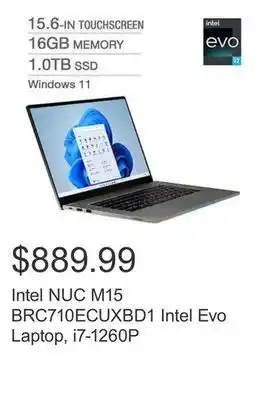 Costco Intel nuc m15 brc710ecuxbd1 intel evo laptop, i7-1260p offer