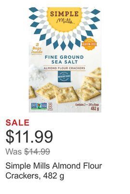 Costco Simple mills almond flour crackers, 482 g offer
