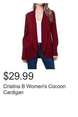 Costco Cristina b women's cocoon cardigan offer
