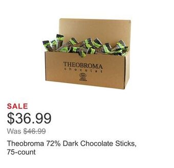 Costco Theobroma 72% dark chocolate sticks, 75-count offer