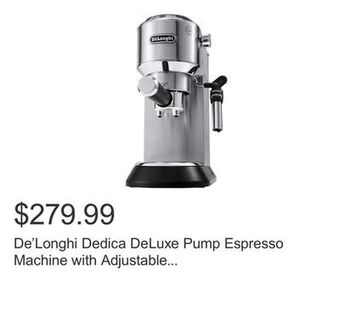 Costco De'longhi dedica deluxe pump espresso machine with adjustable frothing wand offer
