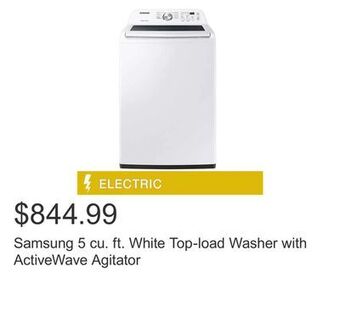 Costco Samsung 5 cu. ft. white top-load washer with activewave agitator offer