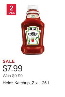 Costco Heinz ketchup, 2 x 1.25 l offer