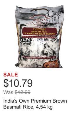 Costco India's own premium brown basmati rice, 4.54 kg offer