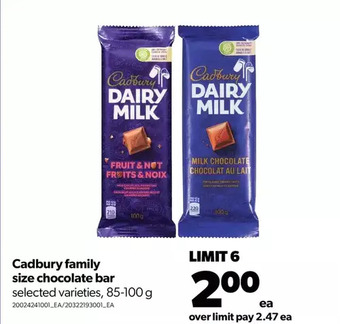 Real Canadian Superstore Cadbury family size chocolate bar offer