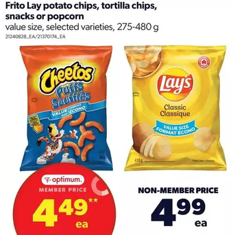 Real Canadian Superstore Frito lay potato chips, tortilla chips, snacks or popcorn offer