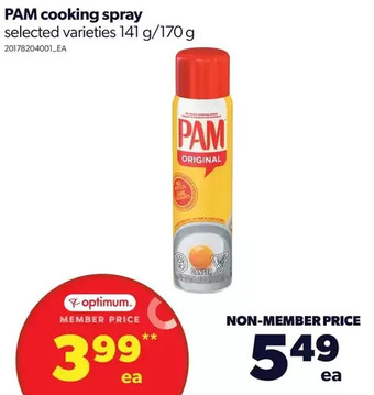 Real Canadian Superstore Pam cooking spray offer