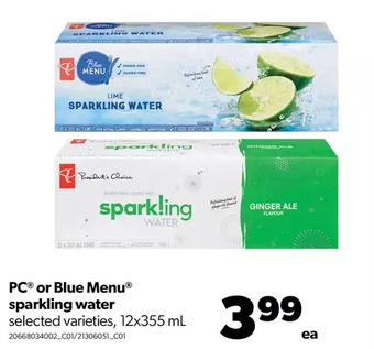 Real Canadian Superstore Pc or blue menu sparkling water offer