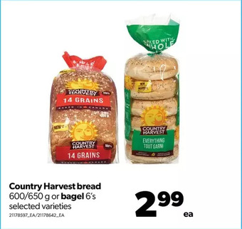 Real Canadian Superstore Country harvest bread or bagel offer
