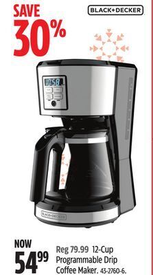 Canadian Tire Black & decker 12-cup programmable drip coffee maker offer