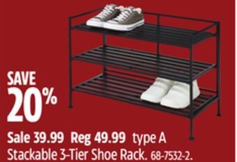 Canadian Tire Type a stackable 3-tier shoe rack offer