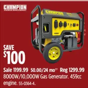 Canadian Tire Champion 8000w/10,000w gas generator offer