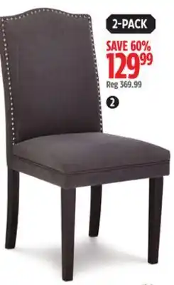 Canadian Tire Canvas regent nailhead upholstered dining chairs w/ solid wood legs (2-piece set), grey offer