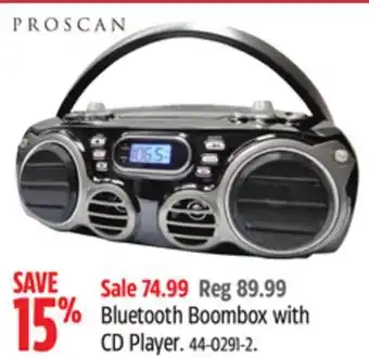 Canadian Tire Proscan bluetooth boombox with cd player offer