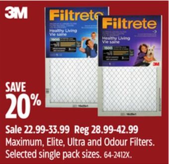 Canadian Tire 3m maximum, elite, ultra and odour filters offer