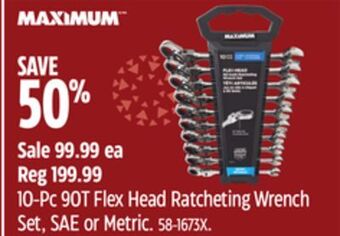 Canadian Tire Maximum 10-pc 90t flex head ratcheting wrench set, sae or metric offer