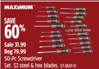 Canadian Tire Maximum 50-pc screwdriver set offer