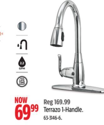 Canadian Tire Danze terrazo single handle pull down kitchen faucet, chrome offer