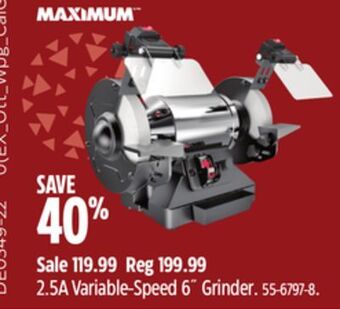 Canadian Tire Maximum 2.5a variable-speed 6" grinder offer