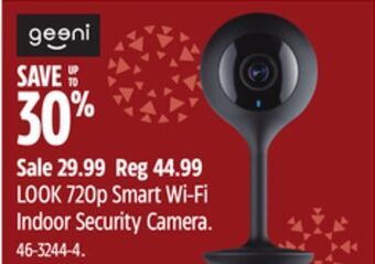 Canadian Tire Geeni look 720p smart wi-fi indoor security camera offer