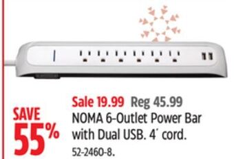 Canadian Tire Noma 6-outlet power bar with dual usb offer