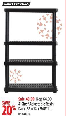Canadian Tire Certified 4-shelf adjustable resin rack offer