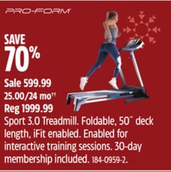 Canadian Tire Pro-form sport 3.0 treadmill offer