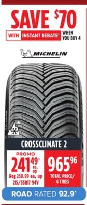 Canadian Tire Michelin crossclimate 2 tires offer