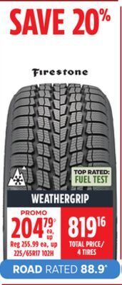 Canadian Tire Firestone weathergrip tires offer