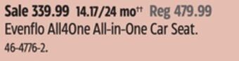 Canadian Tire Evenflo all4one all-in-one car seat offer