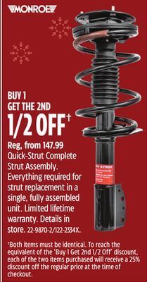 Canadian Tire Monroe shocks & struts quick-strut complete strut assembly offer