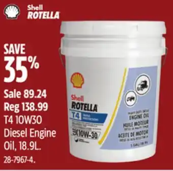 Canadian Tire Shell rotella t4 10w30 diesel engine oil, 18.9l offer