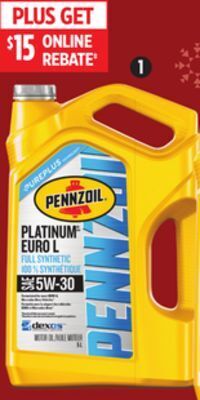 Canadian Tire Pennzoil platinum euro synthetic motor oil offer