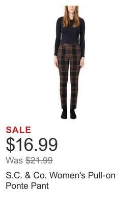Costco S.c. & co. women's pull-on ponte pant offer