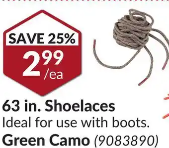 Princess Auto Green camo 63 in. shoelaces offer