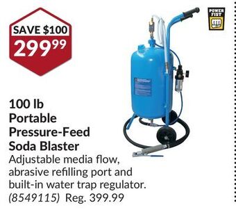 Princess Auto 100 lb portable pressure-feed soda blaster offer