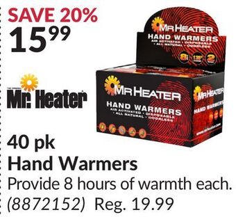 Princess Auto 40 pk hand warmers offer