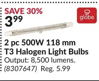 Princess Auto 2 pc 500w 118 mm t3 halogen light bulbs offer