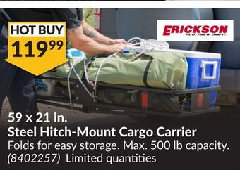Princess Auto 59 x 21 in. steel hitch-mount cargo carrier offer