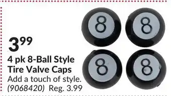 Princess Auto 4 pk 8-ball style tire valve caps offer