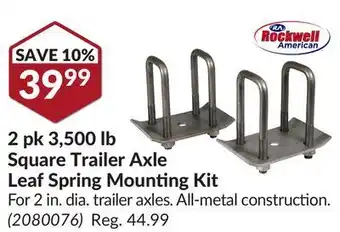 Princess Auto 2 pk 3, 500 lb square trailer axle leaf offer